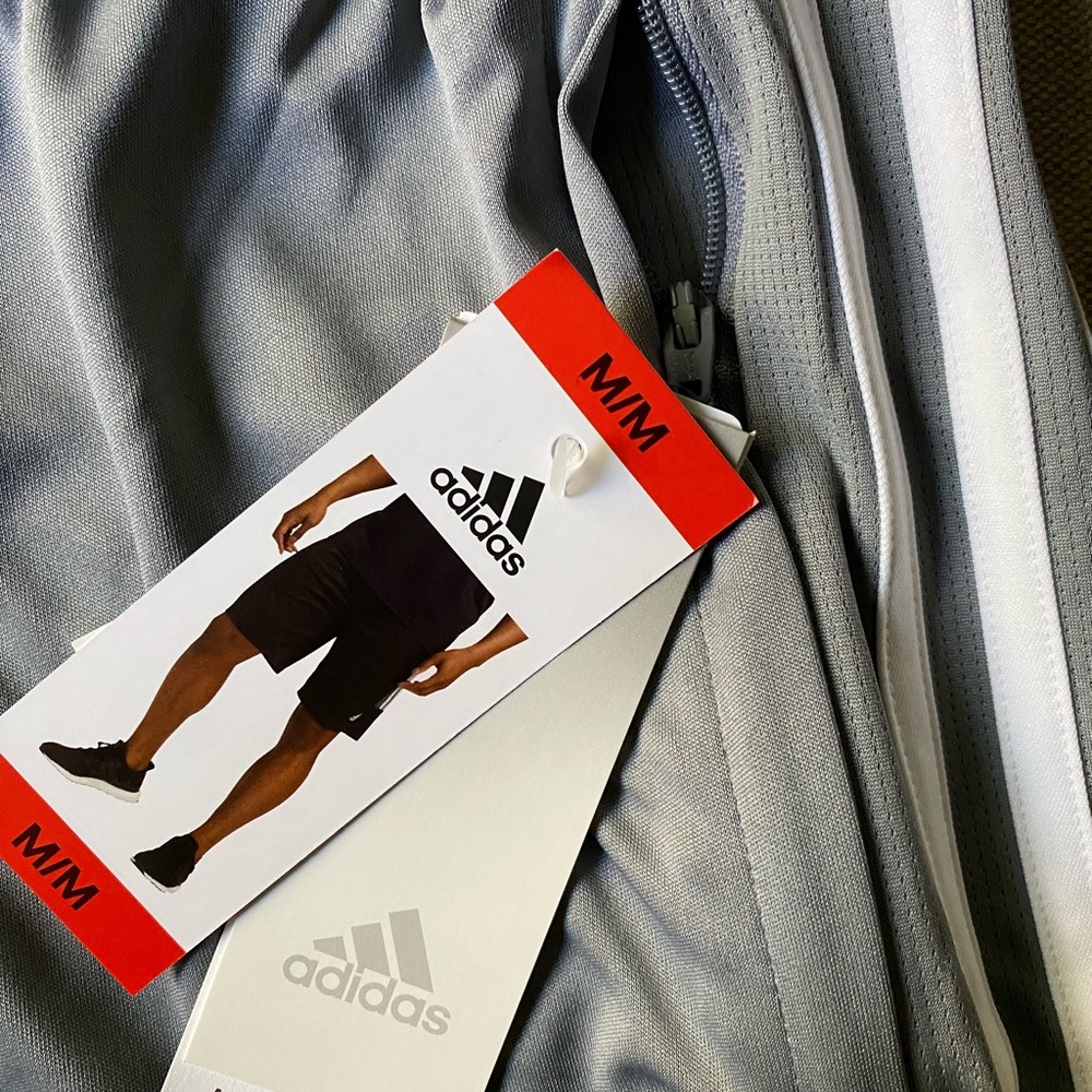 ADIDAS Mens 3S PES Shorts gray White Stripes Basketball Zipper Pocket SZ M - Picture 10 of 11